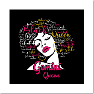 Gemini Queen Funny Birthday Gift for Black Women Girl Posters and Art